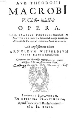 Cover: Diei Saturnaliorum - Macrobius, Ambrosius Aurelius Theodosius - 1597