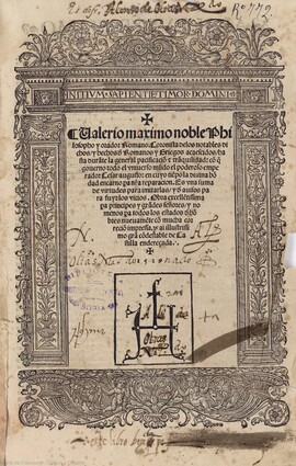Cover: Valerio maximo noble philosopho y orador romano coronista delos notables dichos y hechos de romanos y griegos - Valerius Maximus - 1529