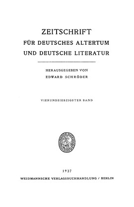 Cover: Wanderungen des ältesten deutschen Physiologus - Menhardt, Hermann - 1937
