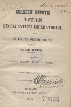 Cover: Vitae excellentium imperatorum - Nepos, Cornelius - 1871