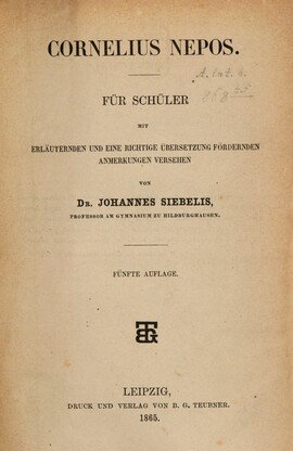 Cover: Cornelius Nepos - Nepos, Cornelius - 1865