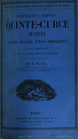 Cover: Les neuf livres des faits et des paroles mémorables - Valerius Maximus - 1879