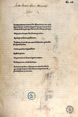 Cover: Heptaplus - Pico della Mirandola, Giovanni - 1498
