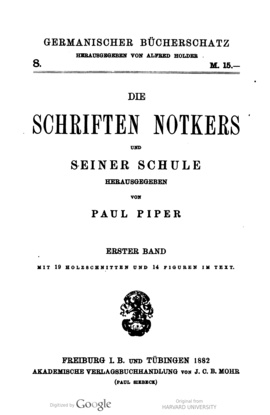 Cover: Ancius Manlius Severinus Boetius de consolatione philosophiae - Notker Labeo - 1882-1883
