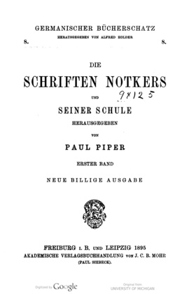 Cover: Ancius Manlius Severinus Boetius de consolatione philosophiae - Notker Labeo - 1895