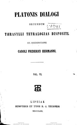 Cover: Εχ των του Πλάτωνος λέξεων - Timaios - 1870