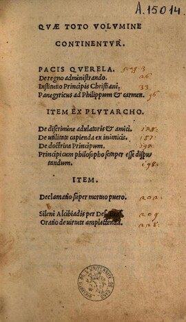 Cover: Institutio principis christiani per Erasmum Roterodamum aphorismis digesta, quo minus onerosa sit elctio - Erasmus von Rotterdam - 1519