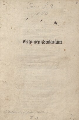 Cover: Regimen scolarium - 1488