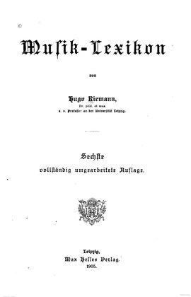 Cover: Musik-Lexikon - Riemann, Hugo - 1905