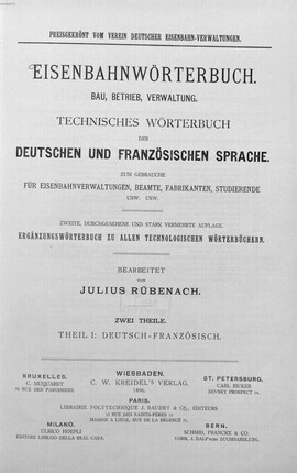 Cover: Eisenbahnwörterbuch - Rübenach, Julius - 1896