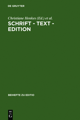 Cover: Schrift - Text - Edition - Henkes-Zin, Christiane - 2003