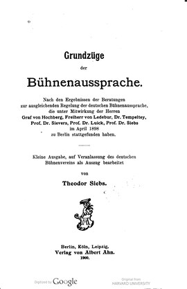 Cover: Grundzüge der Bühnenaussprache - Siebs, Theodor - 1900