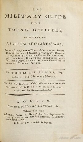 The military guide - 1781 - Simes, Thomas | ENZYKLOTHEK