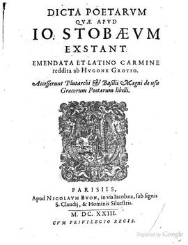 Cover: Florilegium ad epimium - Stobaios, Johannes - 1623