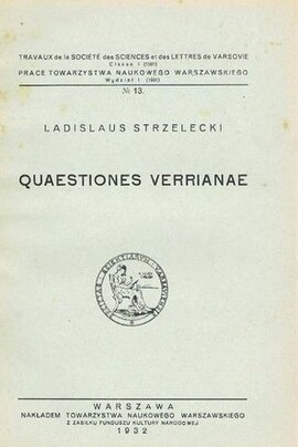 Cover: Quaestiones Verrianae - Strzelecki, Wladyslaw - 1932