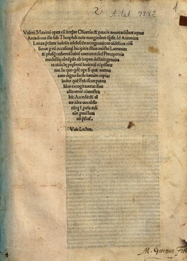 Cover: Opus - Valerius Maximus - 1510