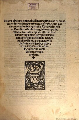 Cover: Valerii Maximi Opus - Valerius Maximus - 1513