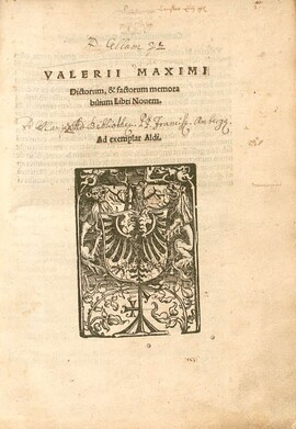 Cover: Dictorum, & factorum memorabilium libri novem - Valerius Maximus - 1514