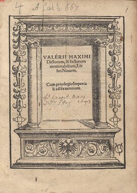 Cover: Dictorum, & factorum memorabilium libri novem - Valerius Maximus - 1516