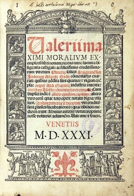 Cover: Moralium exemplorum libri novem - Valerius Maximus - 1531
