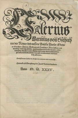 Cover: Von Geschichten der Römer und aussers Volcks - Valerius Maximus - 1535