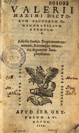 Cover: Dictorum factorumque memorabilium exempla - Valerius Maximus - 1550