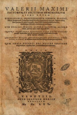 Cover: Factorum, et dictorum memorabilium libri novem - Valerius Maximus - 1565
