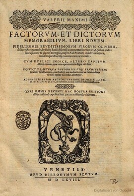 Cover: Factorum, et dictorum memorabilium, libri novem - Valerius Maximus - 1568
