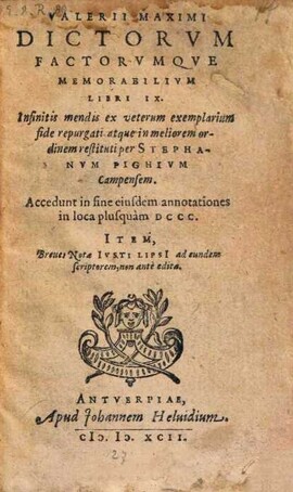 Cover: Dictorum factorumque memorabilium libri IX - Valerius Maximus - 1592