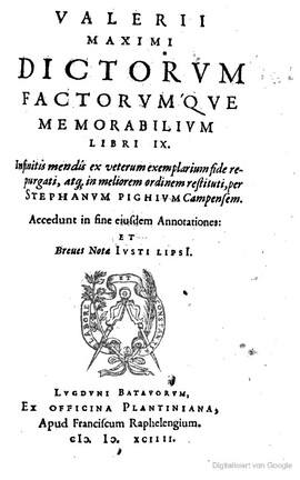 Cover: Dictorum factorum que memorabilium libri IX - Valerius Maximus - 1594