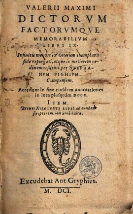 Cover: Dictorum factorumque memorabilium libri IX - Valerius Maximus - 1601