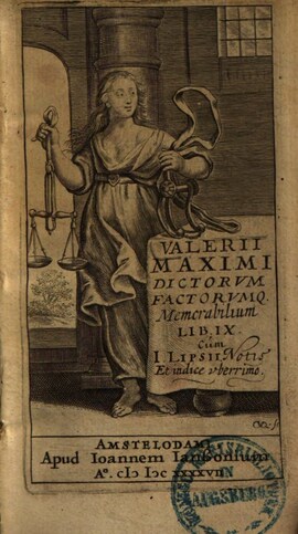 Cover: Dictorum factorumque memorabilium lib. IX. Cum I. Lipsii notis et indice uberrimi - Valerius Maximus - 1647