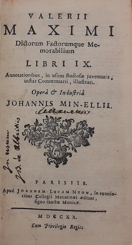 Cover: Dictorum factorumque memorabilium libri IX - Valerius Maximus - 1720