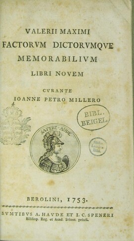 Cover: Dictorum factorumque memorabilium libri novem - Valerius Maximus - 1753
