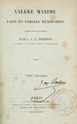 Cover: Faites et paroles mémorables - Valerius Maximus - 1834-1835