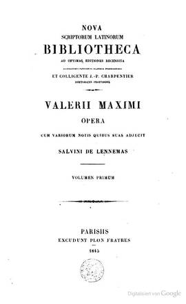 Cover: Opera - Valerius Maximus - 1845